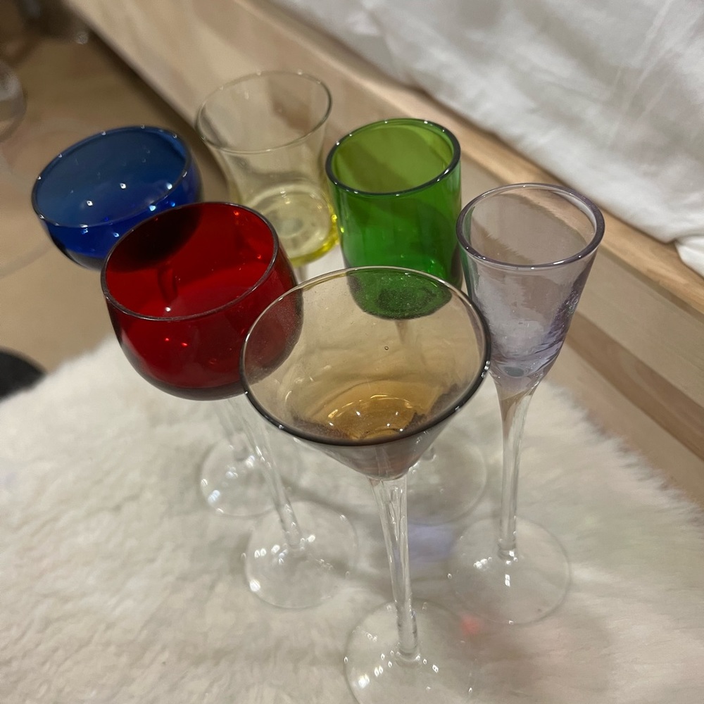 Set of 6 vintage long stem shot glasses